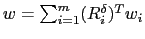 $w = \sum_{i=1}^m (R_i^{\delta})^T w_i$