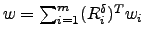 $w = \sum_{i=1}^m (R_i^{\delta})^T w_i$