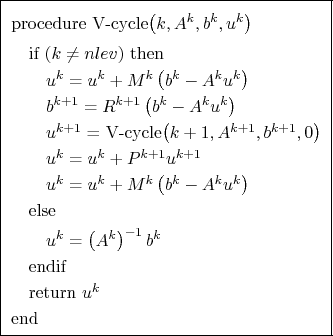 \framebox{
\begin{minipage}{.85\textwidth}
\begin{tabbing}
\quad \=\quad \=\quad...
...[1mm]
\>endif \\ [1mm]
\>return $u^k$\ \\ [1mm]
end
\end{tabbing}\end{minipage}}