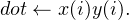 dot ← x(i)y(i).
